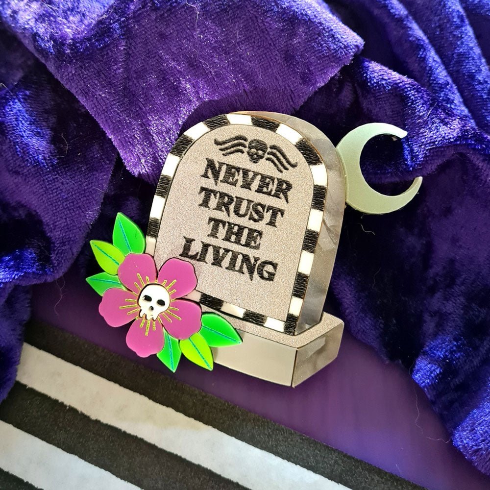 Beetle Juice Gravestone Brooch by Cherryloco by Quirks! at Shirley Shoppe
