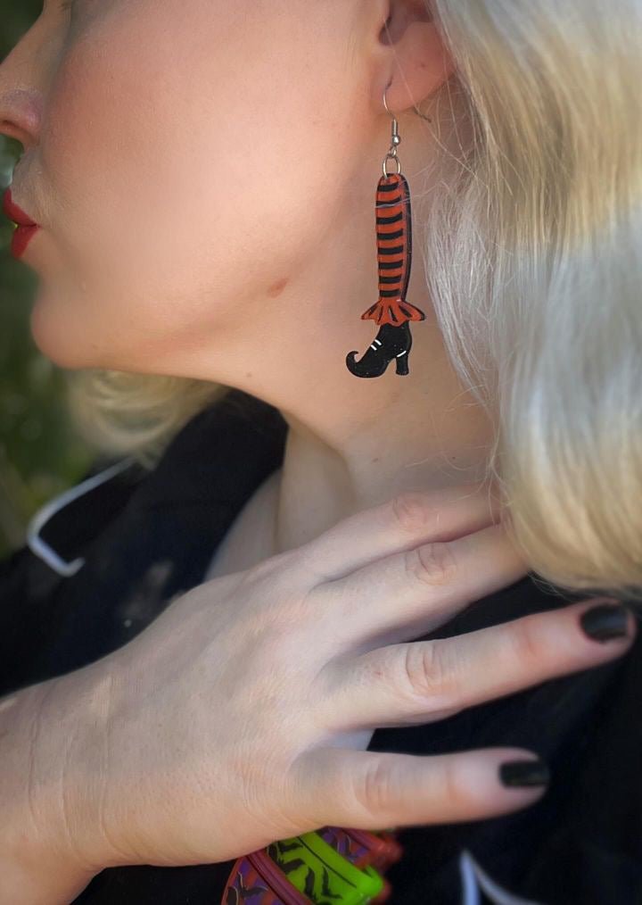 Bewitching Booties Earrings in PURPLE by Lipstick & Chrome by Quirks! at Shirley Shoppe