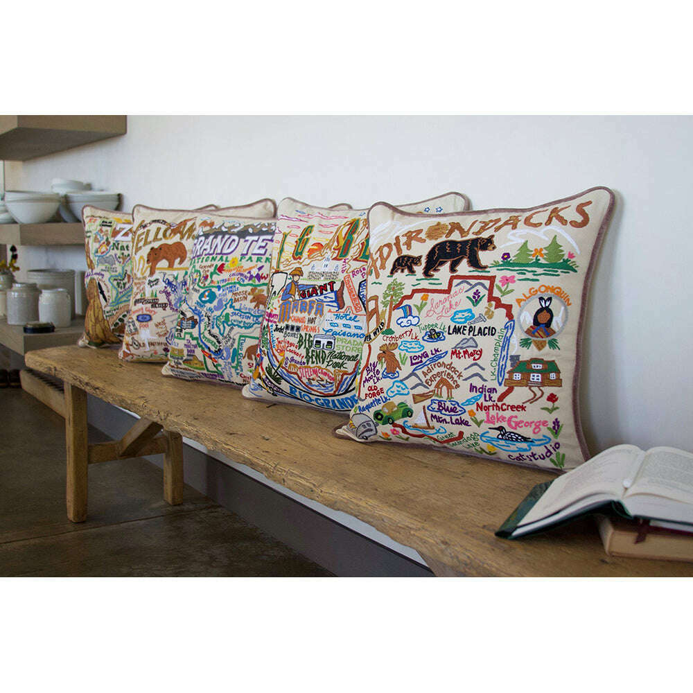 Big Bend Hand-Embroidered Pillow