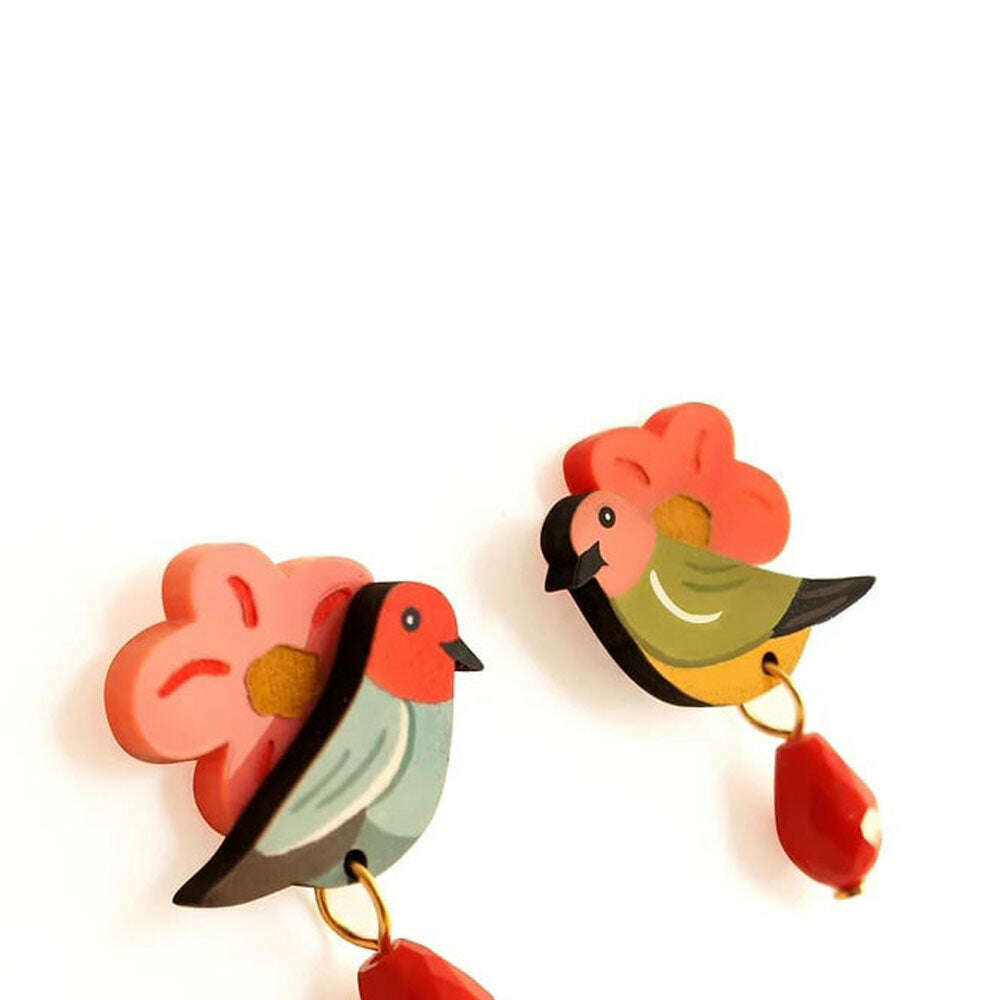 Bird and Flower Earrings by Laliblue