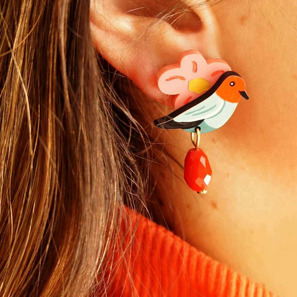 Bird and Flower Earrings by Laliblue