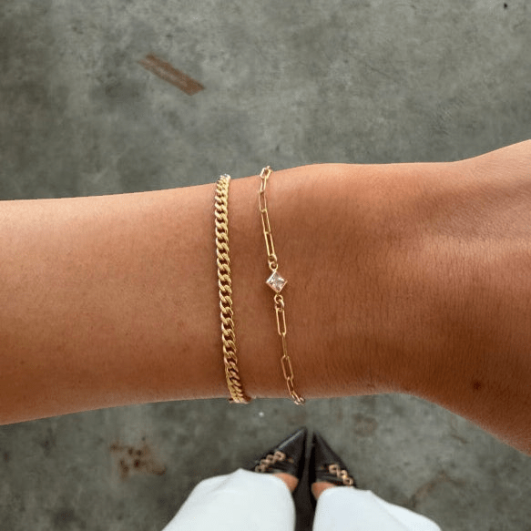 birthstone + gabi curb bracelet stack by Cuffed by Nano LLC at Shirley Shoppe