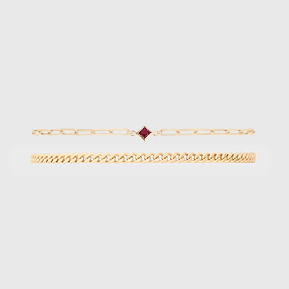 birthstone + gabi curb bracelet stack by Cuffed by Nano LLC at Shirley Shoppe