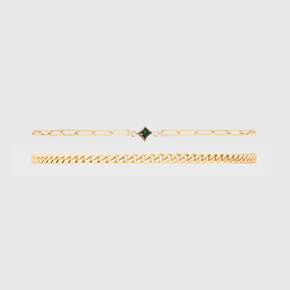 birthstone + gabi curb bracelet stack by Cuffed by Nano LLC at Shirley Shoppe