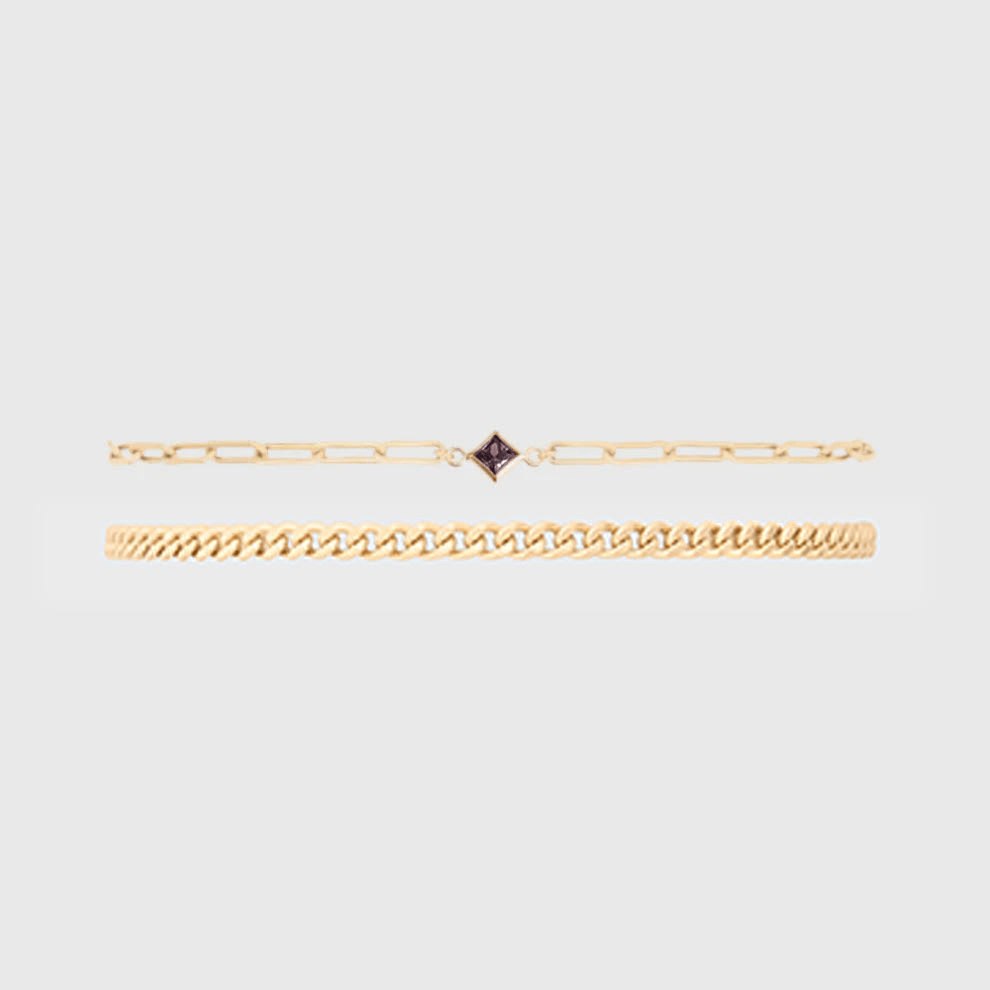 birthstone + gabi curb bracelet stack by Cuffed by Nano LLC at Shirley Shoppe
