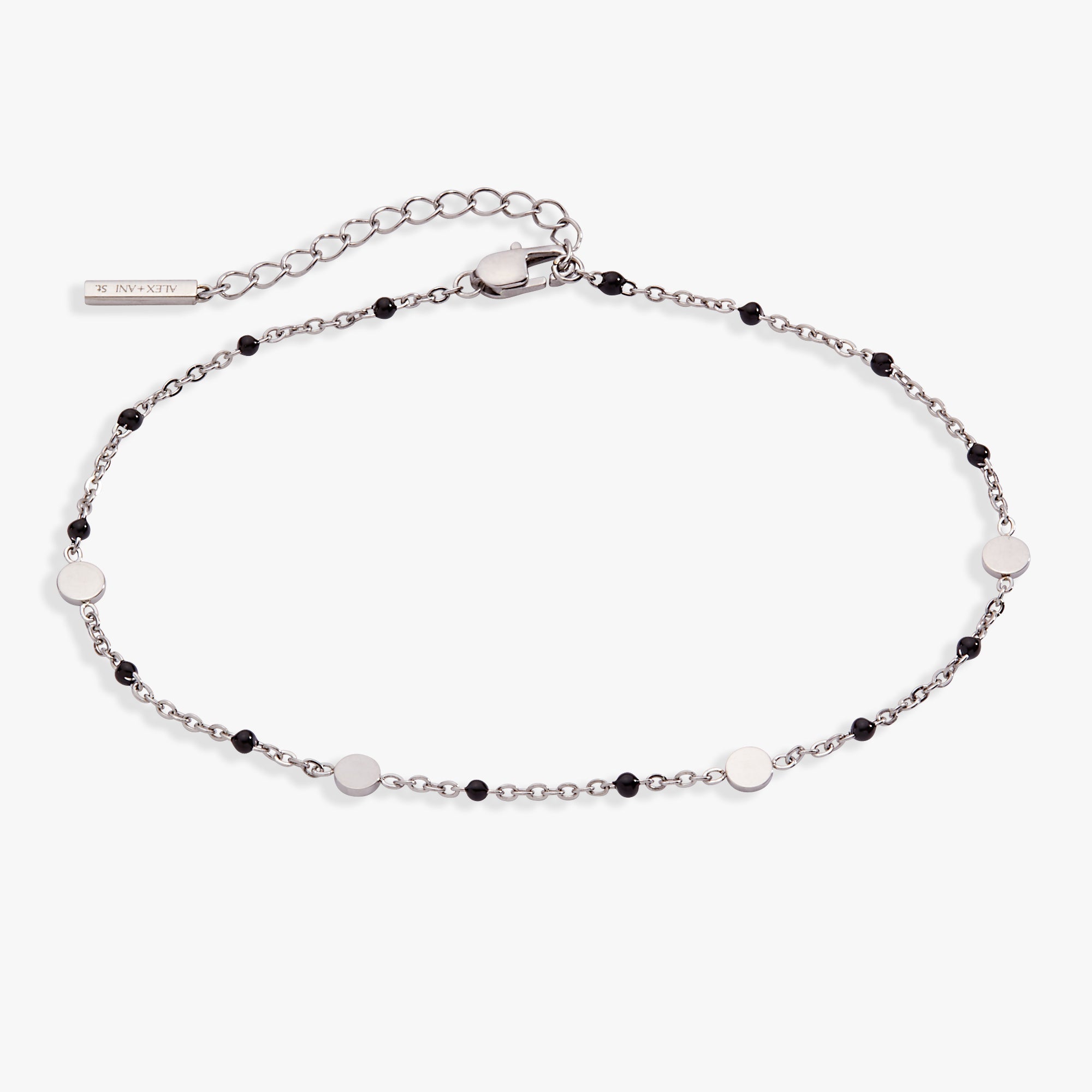 Black Enameled Chain Coin Station Anklet by ALEX AND ANI at Shirley Shoppe