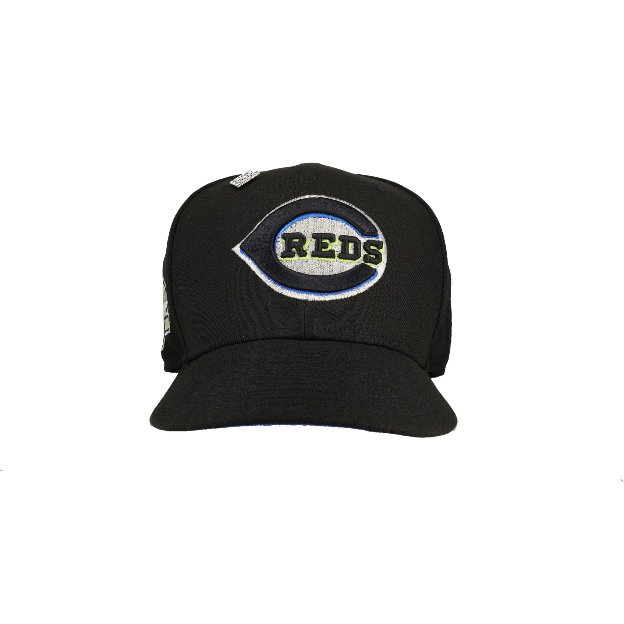Cincinnati Reds Black Riverfront Stadium Patch 59Fifty Fitted Hat