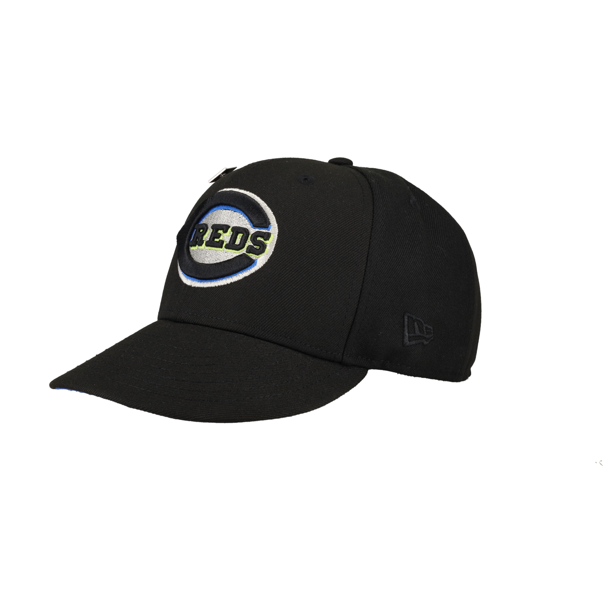 Cincinnati Reds Black Riverfront Stadium Patch 59Fifty Fitted Hat