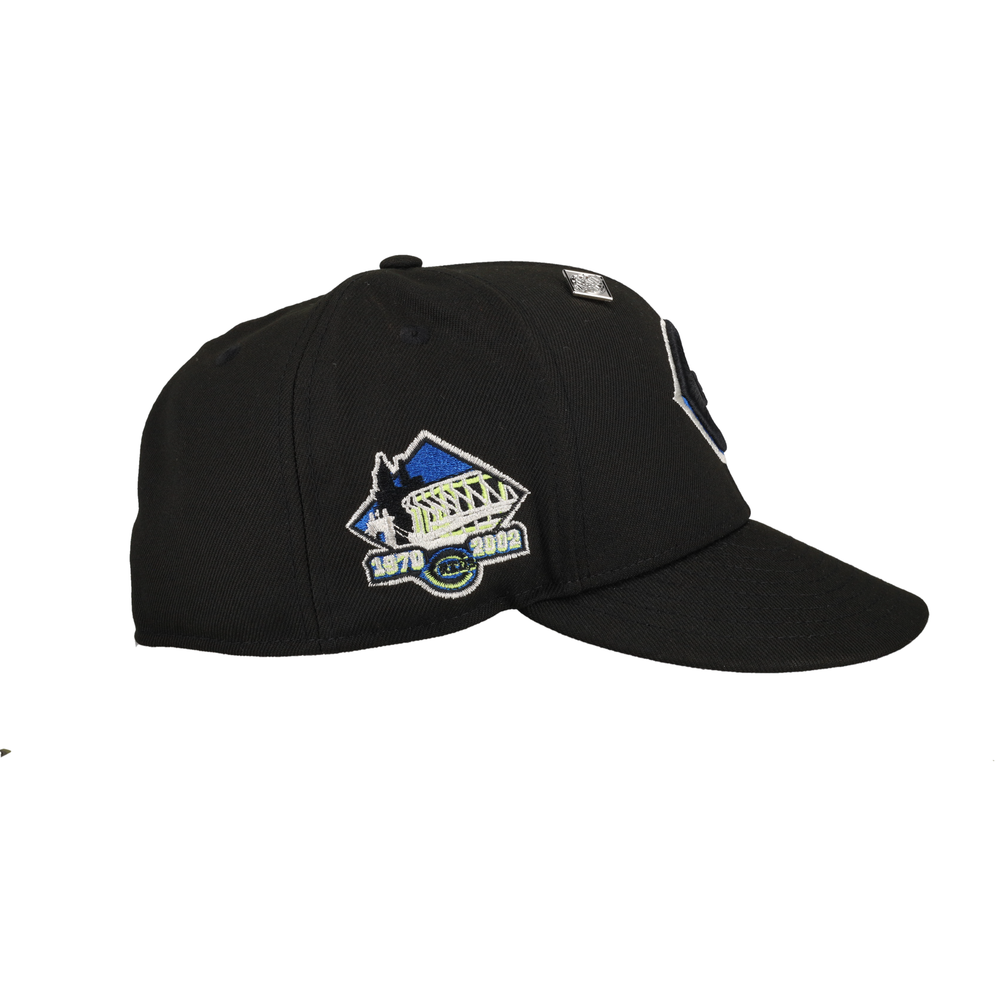 Cincinnati Reds Black Riverfront Stadium Patch 59Fifty Fitted Hat