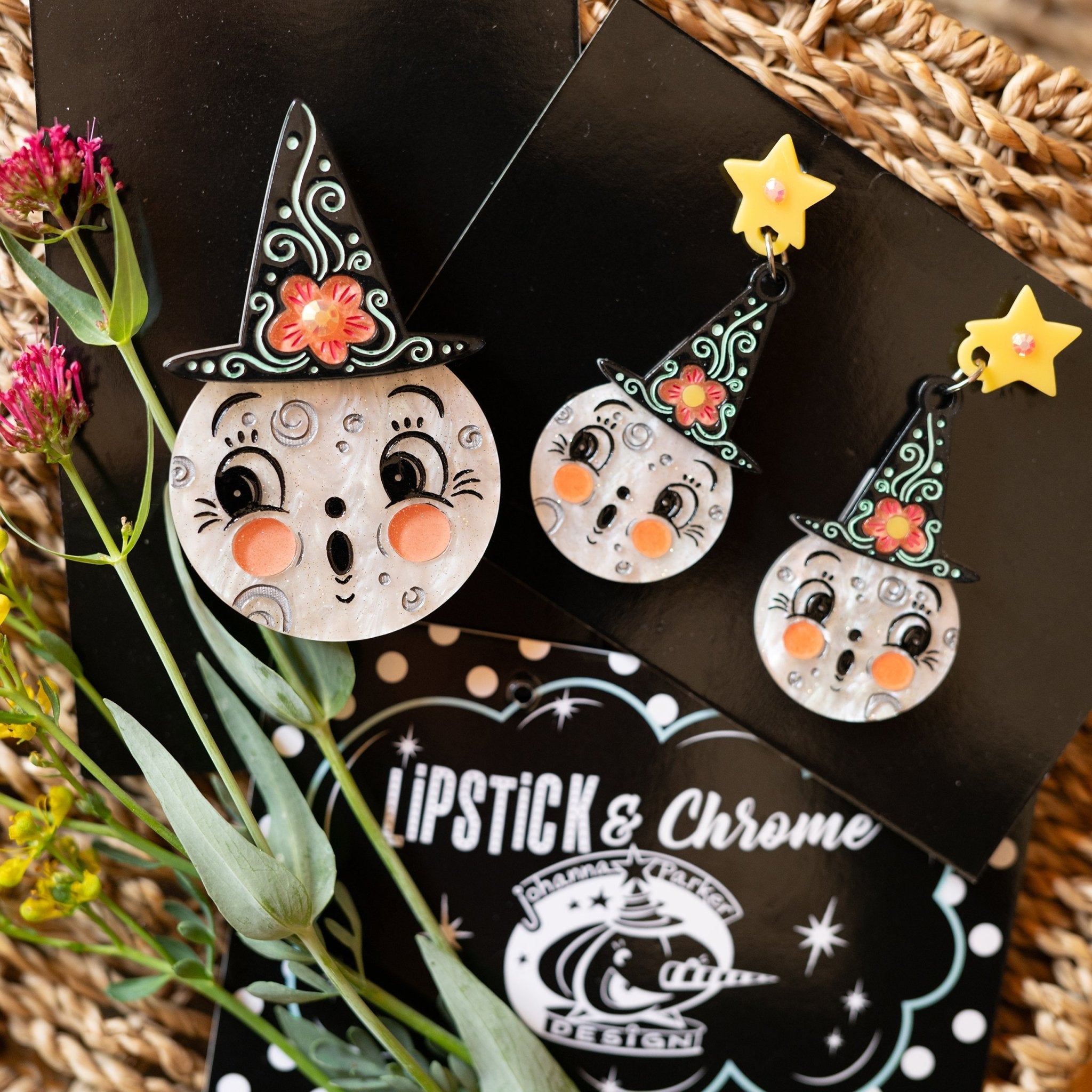 Bloomin' Luna Witch Statement Earrings by Johanna Parker x Lipstick & Chrome by Quirks! at Shirley Shoppe
