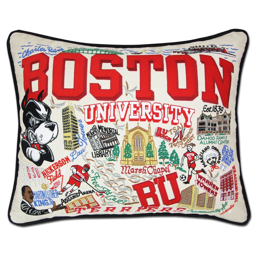 Boston University Collegiate Embroidered Pillow by CatStudio by Quirks! at Shirley Shoppe