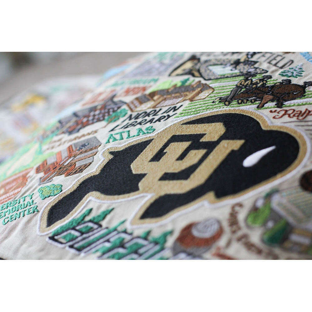 Boulder, University of Colorado Collegiate Embroidered Pillow by CatStudio