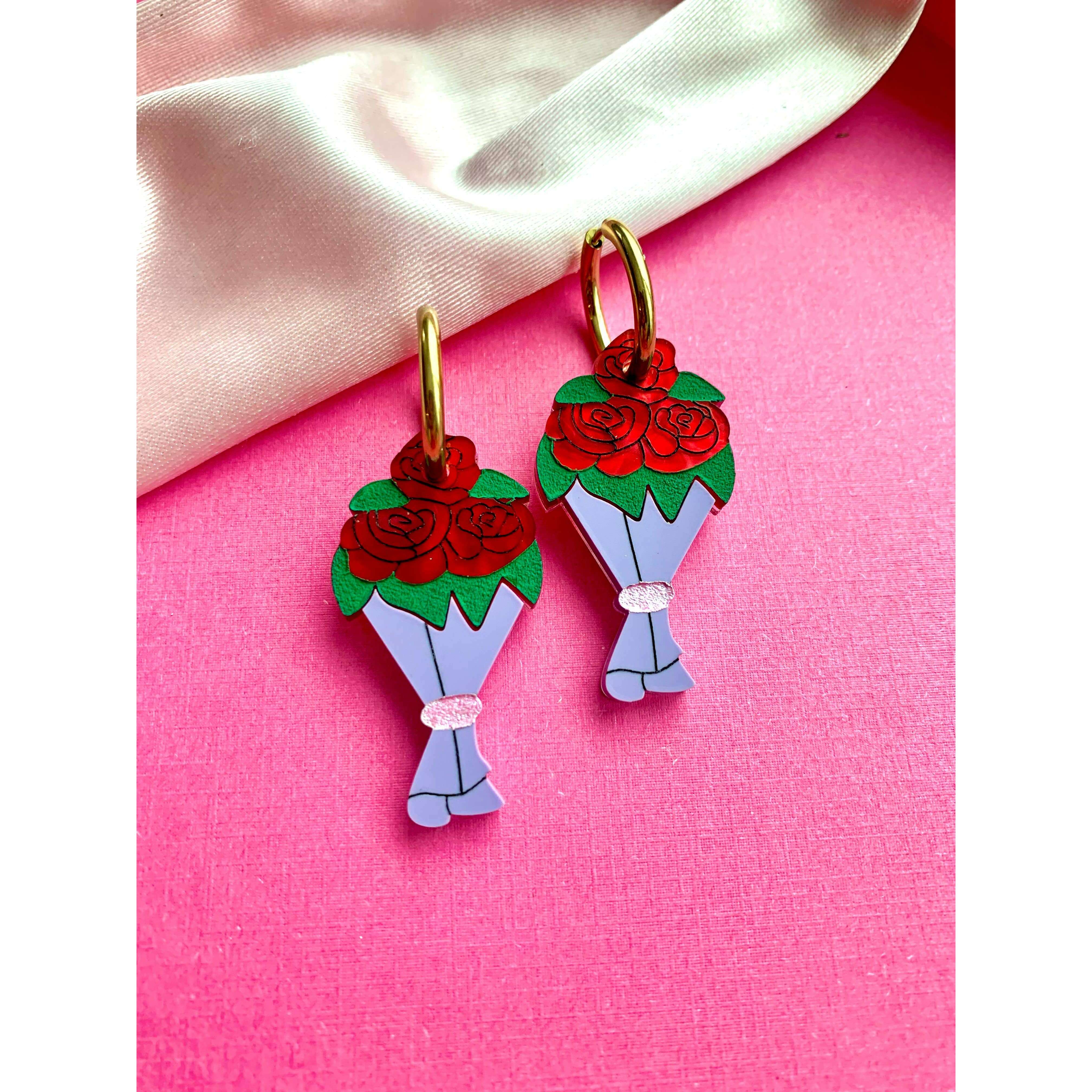 Bouquet of Roses Acrylic Earrings