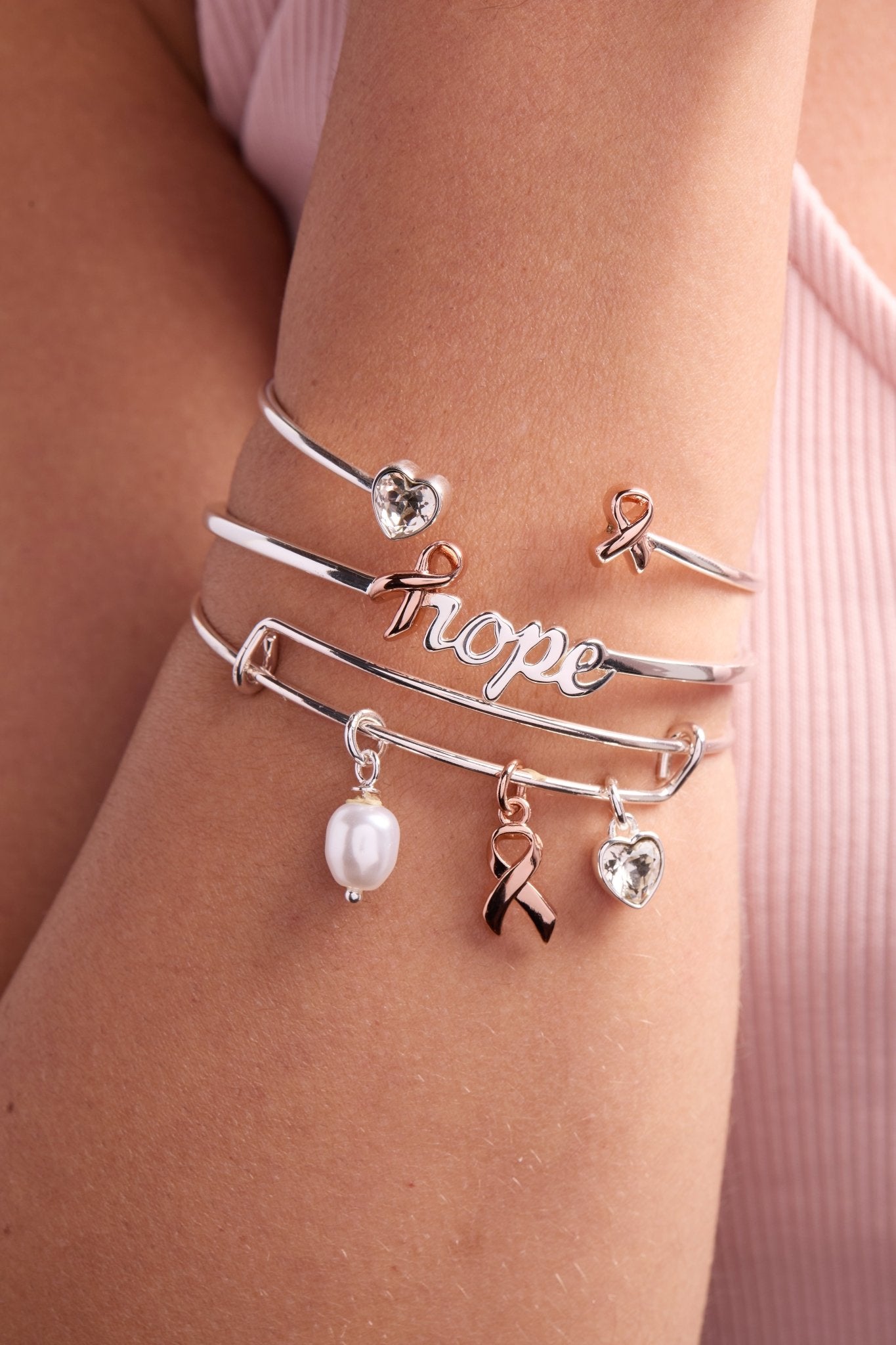 Breast Cancer Awareness Pink Ribbon Flex Cuff by ALEX AND ANI at Shirley Shoppe