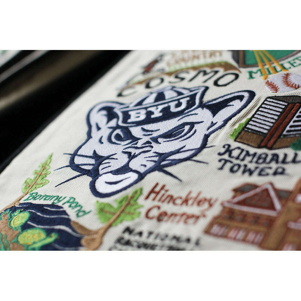 Brigham Young University (BYU) Collegiate Hand-Embroidered Pillow