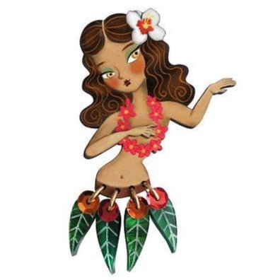 Brunette Hula Girl Brooch by Laliblue by Quirks! at Shirley Shoppe