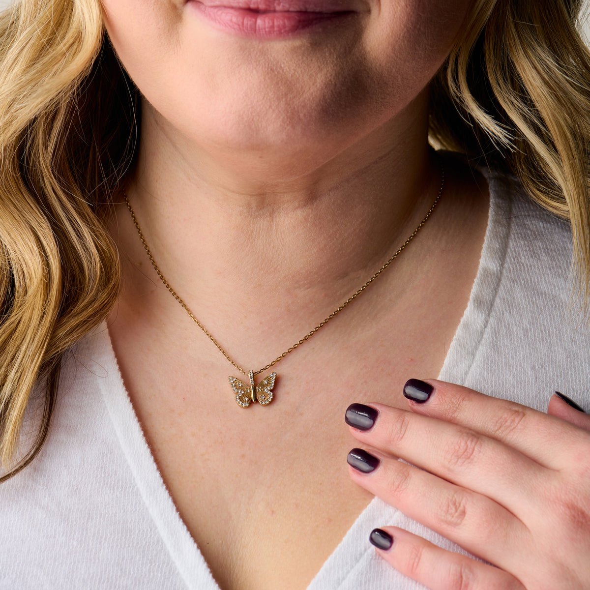 Butterfly + Crystal Necklace, Adjustable by ALEX AND ANI at Shirley Shoppe