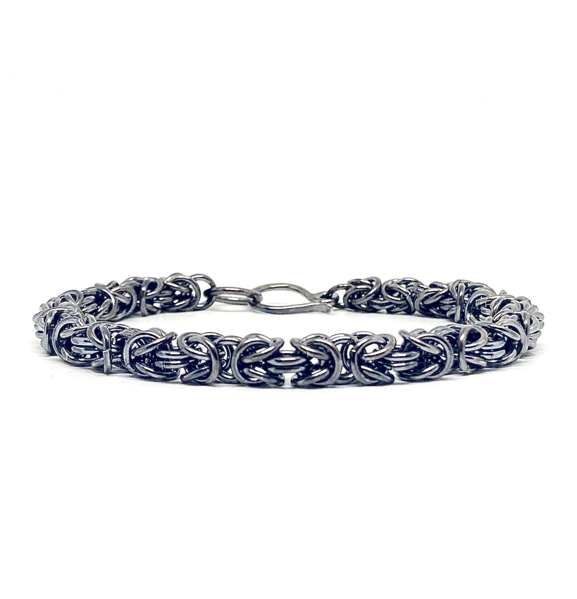 Byzantine Chainmaille Bracelet in Oxidized Sterling Silver by Alison Morse at Shirley Shoppe