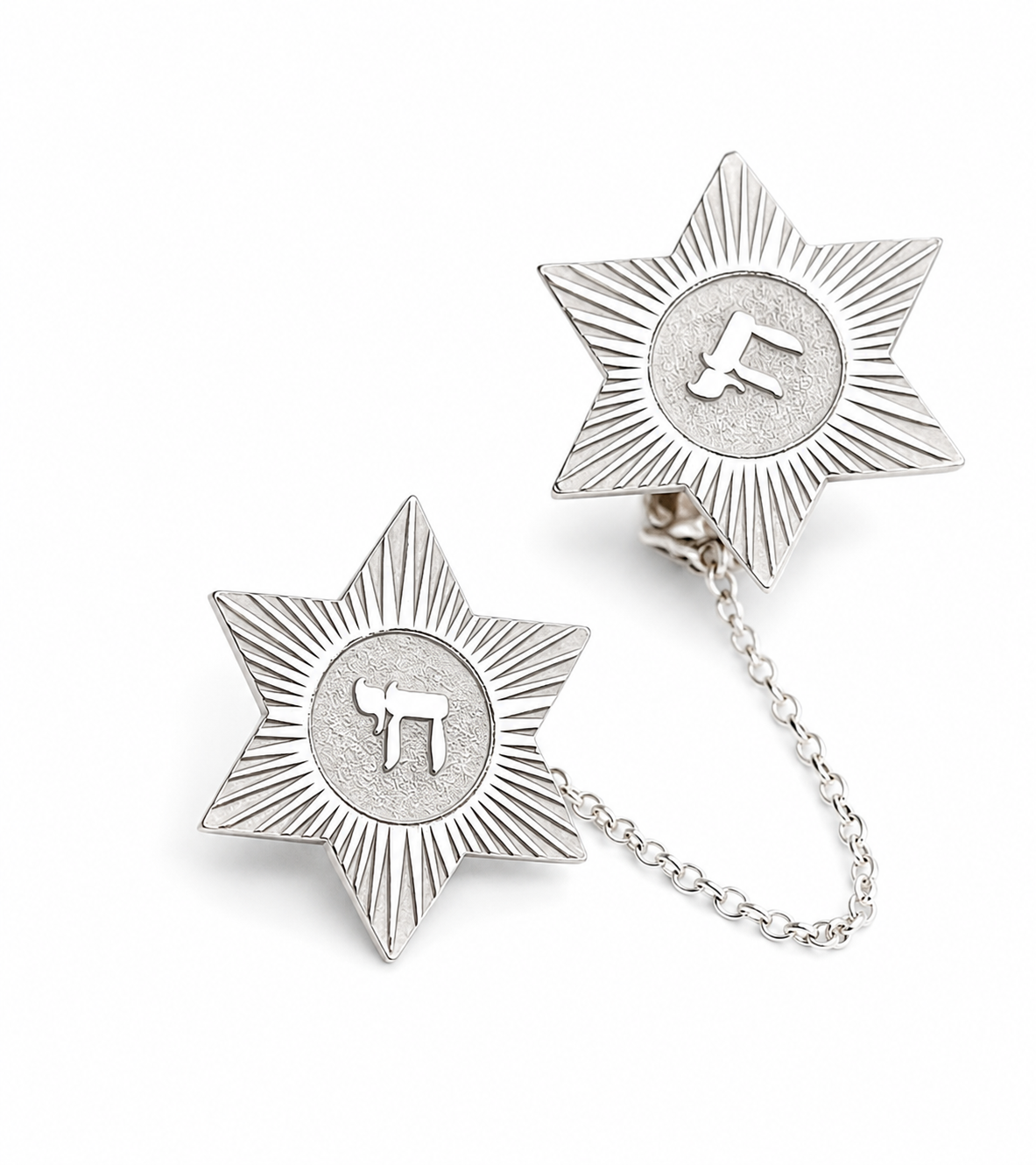 Chai Star of david Tallit Clips