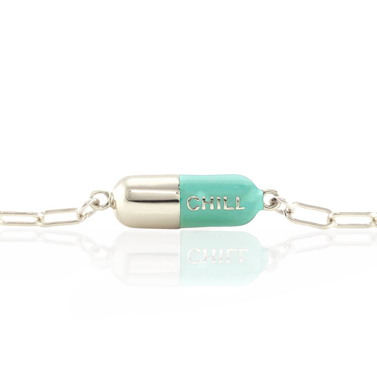 Kris Nations - Chill Pill Charm Bracelet 18K Gold Vermeil | Sterling Silver Charm Gold Filled | Sterling Silver Drawn Cable Chain Multiple Colors Lobster Clasp Nickel Free Ships from CA