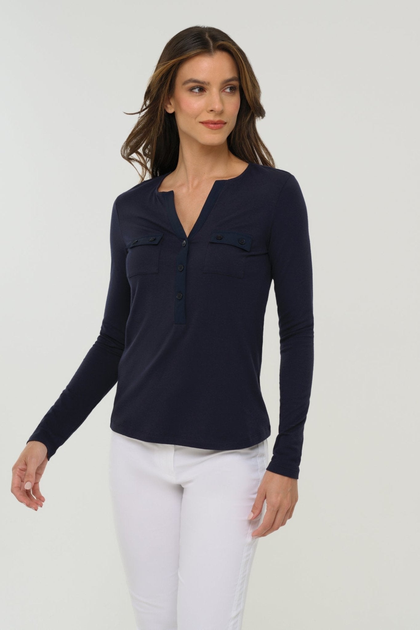 Calista Roll up Henley Top by Anatomie at Shirley Shoppe