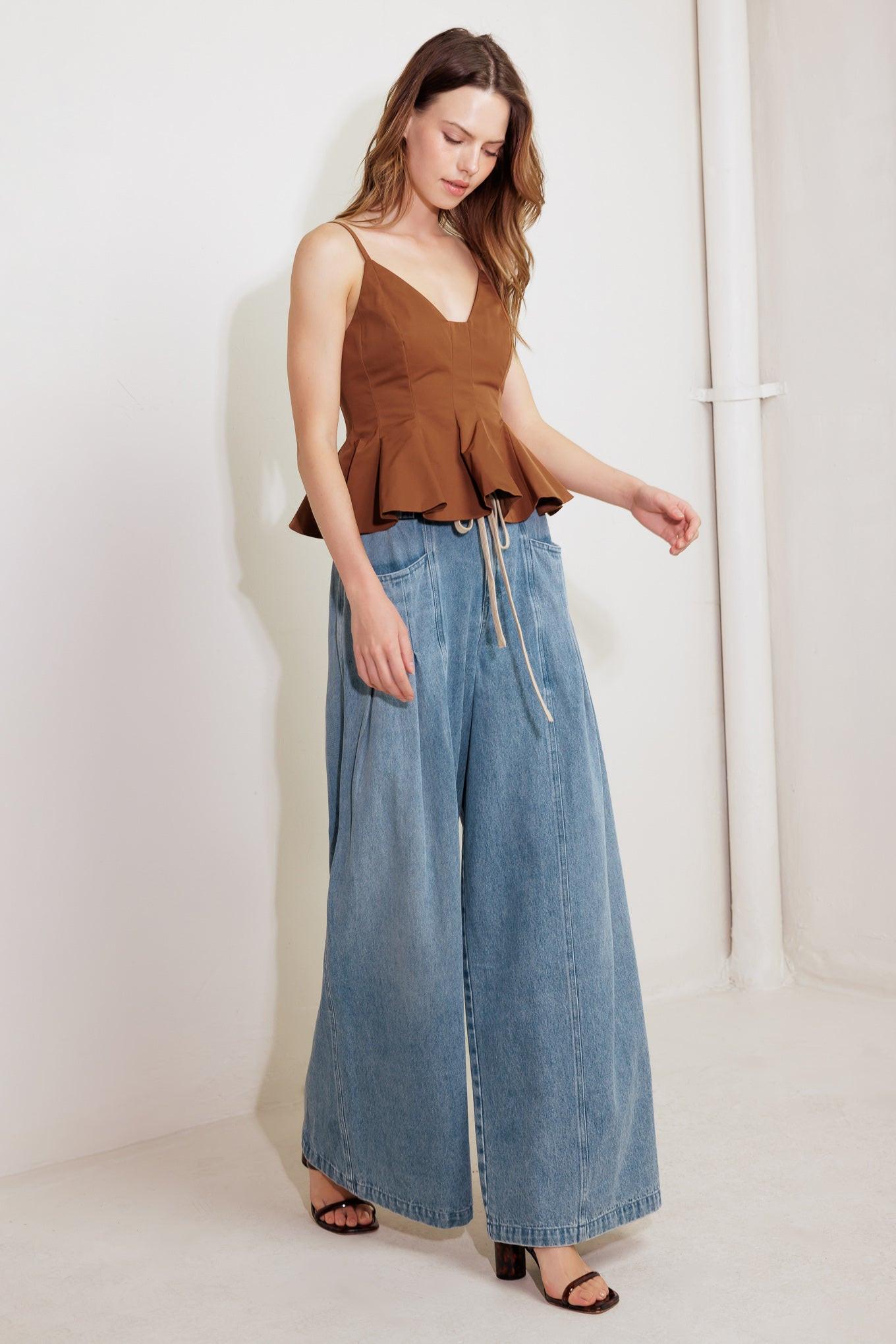 CALM & COLLECTED BLUE DENIM PANTS by Flying Tomato at Shirley Shoppe