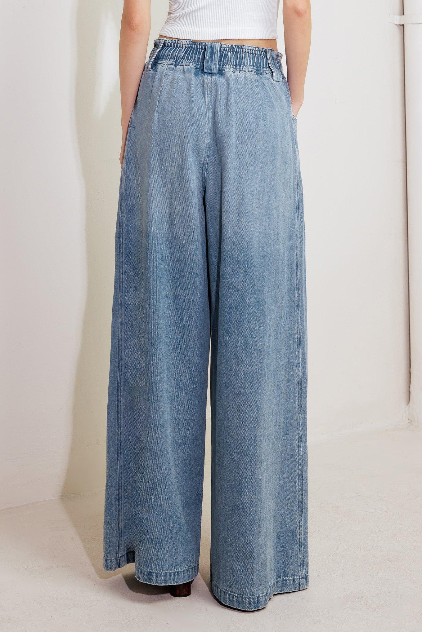 CALM & COLLECTED BLUE DENIM PANTS by Flying Tomato at Shirley Shoppe