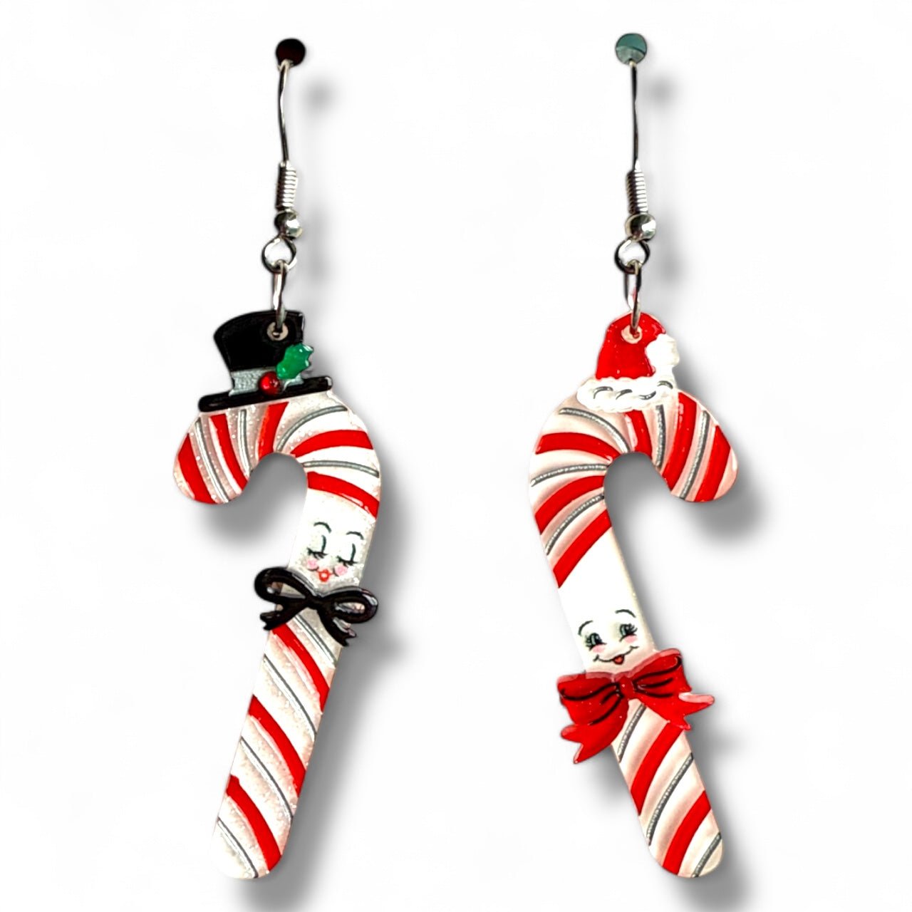 Candy Cane Couple Earrings by 50's Vintage Dame x Lipstick & Chrome by Quirks! at Shirley Shoppe