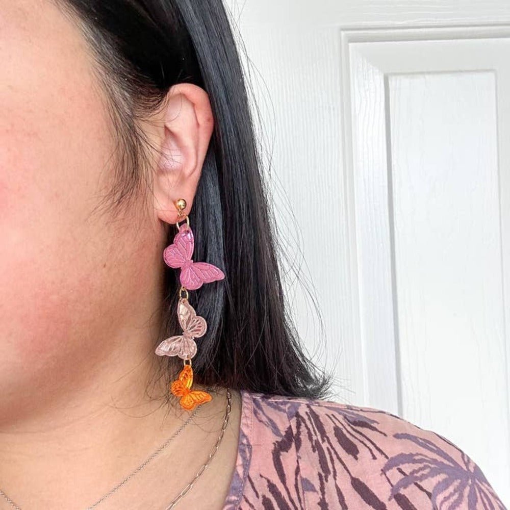 Candy Kaleidoscope Butterfly Acrylic Earrings by Quirks! at Shirley Shoppe