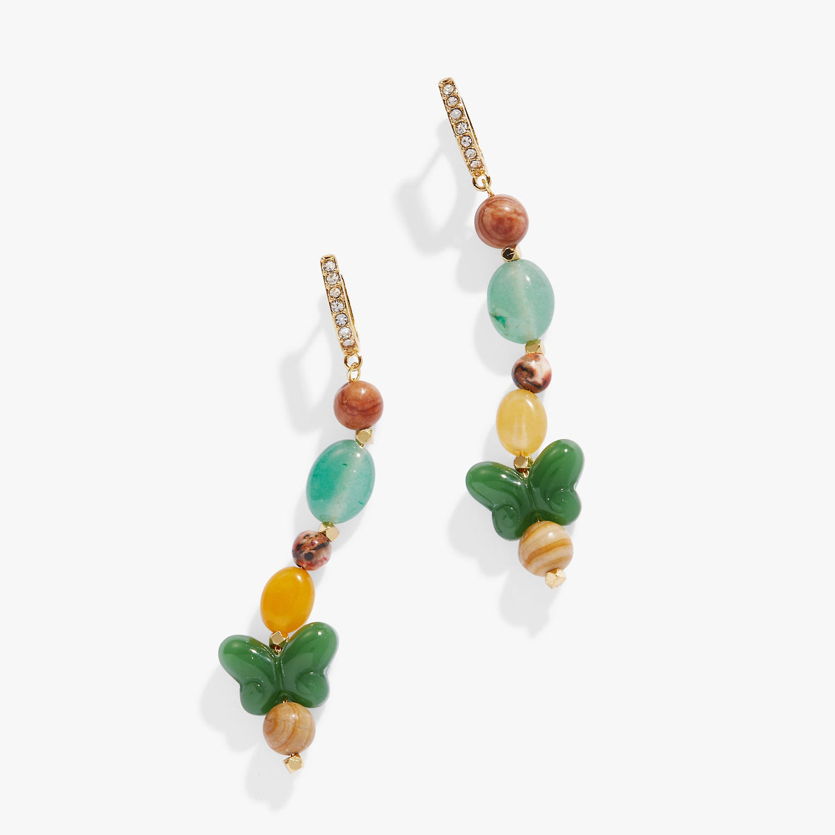 Carved Butterfly Beaded Linear Earring