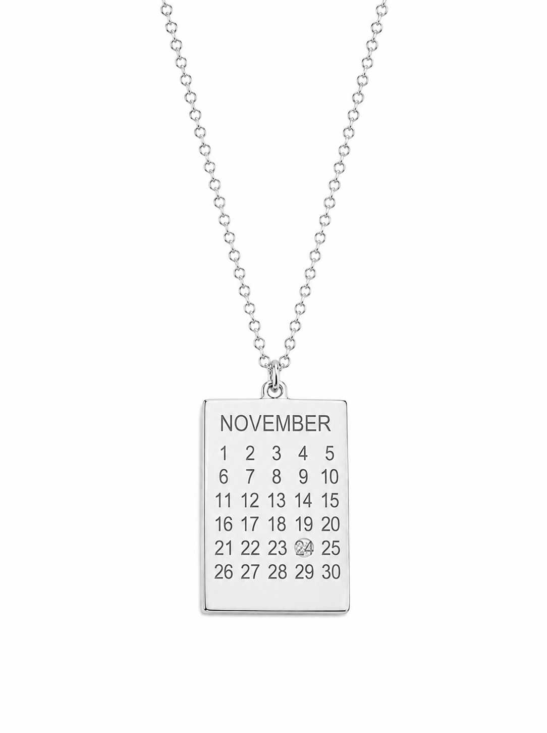 Calendar Diamond Charm Necklace