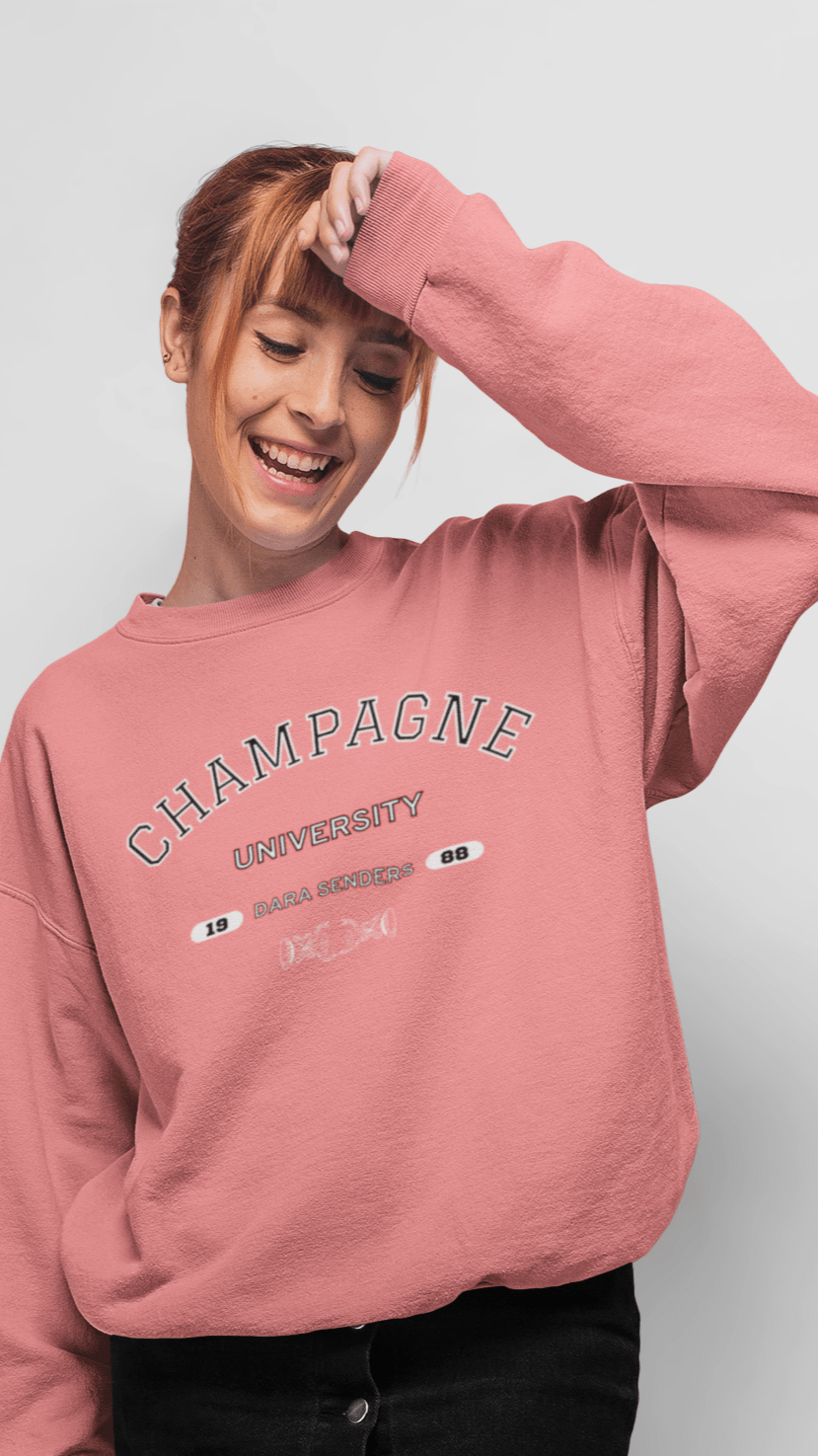 CHAMPAGN CREWNECK SWEATSHIRT by DARA SENDERS at Shirley Shoppe