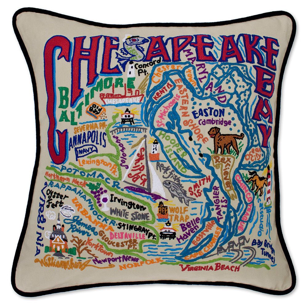 Chesapeake Bay Hand - Embroidered Pillow by Quirks! at Shirley Shoppe
