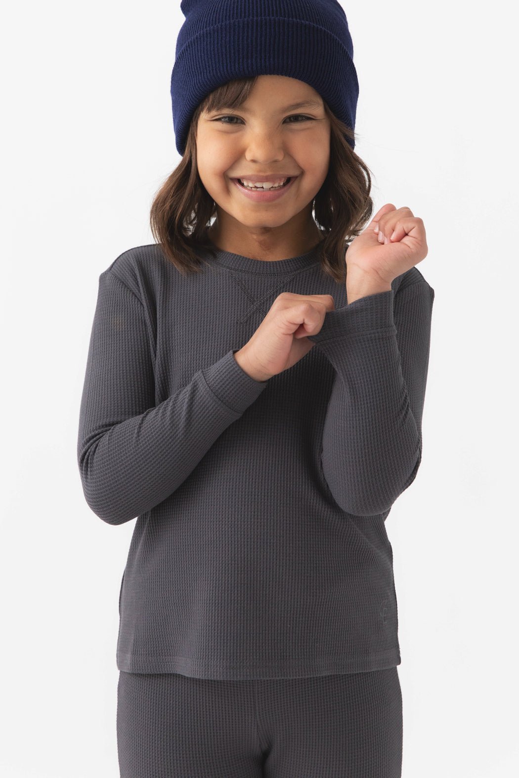 Children's Bamboo Waffle Knit Base Layer Long Sleeve - Last Chance by Cozy Earth at Shirley Shoppe