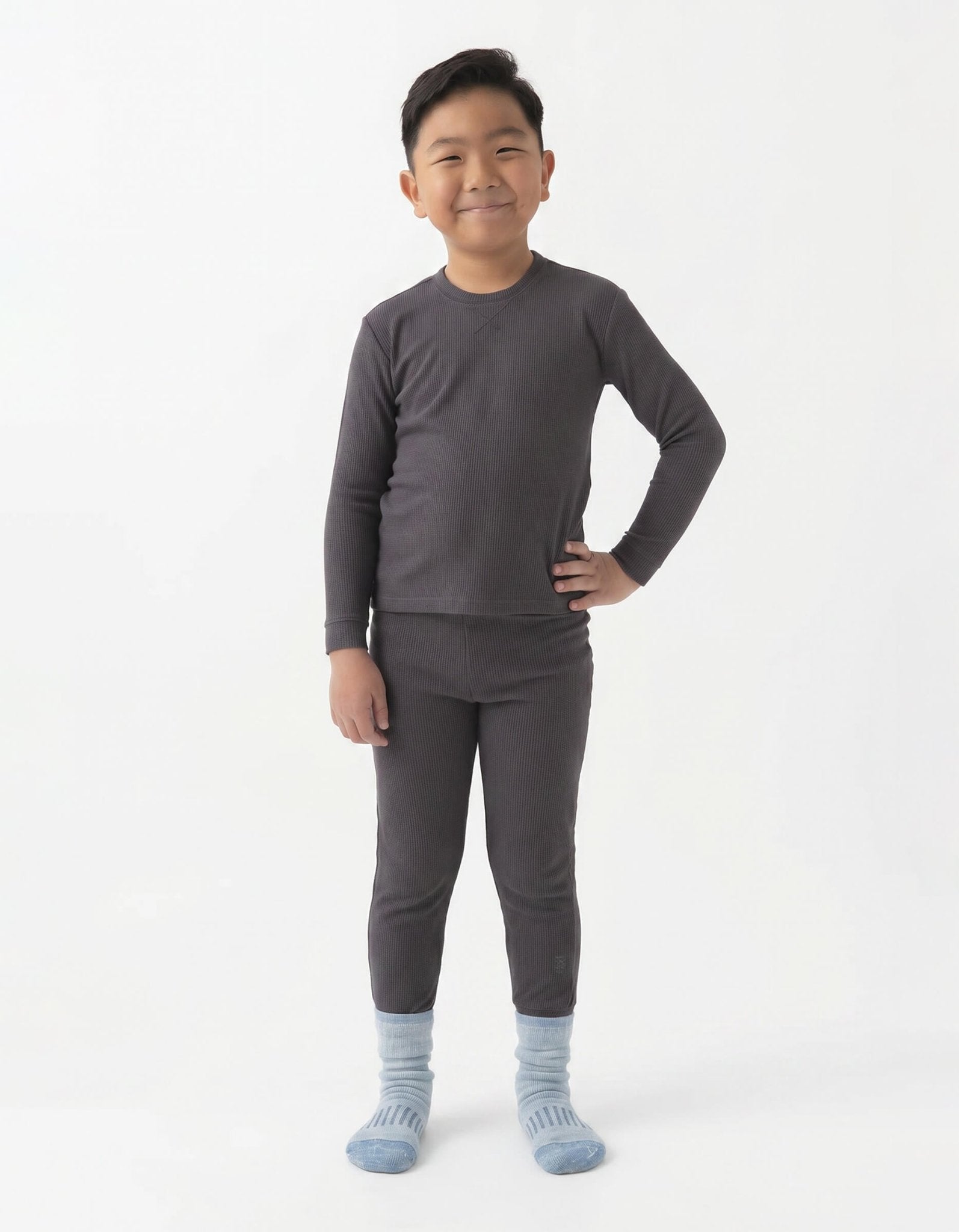 Children's Bamboo Waffle Knit Base Layer Set - Last Chance by Cozy Earth at Shirley Shoppe
