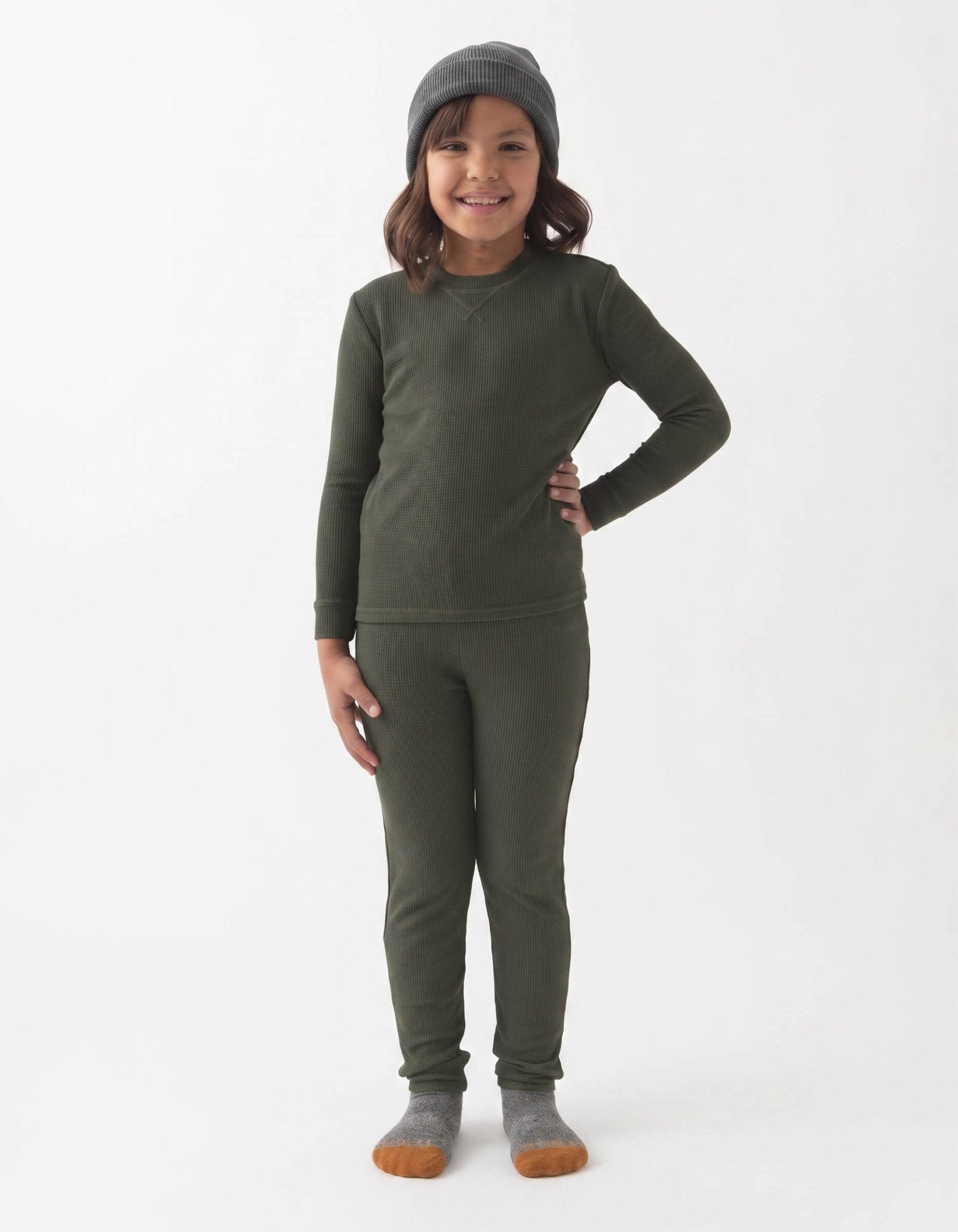 Children's Bamboo Waffle Knit Base Layer Set - Last Chance by Cozy Earth at Shirley Shoppe