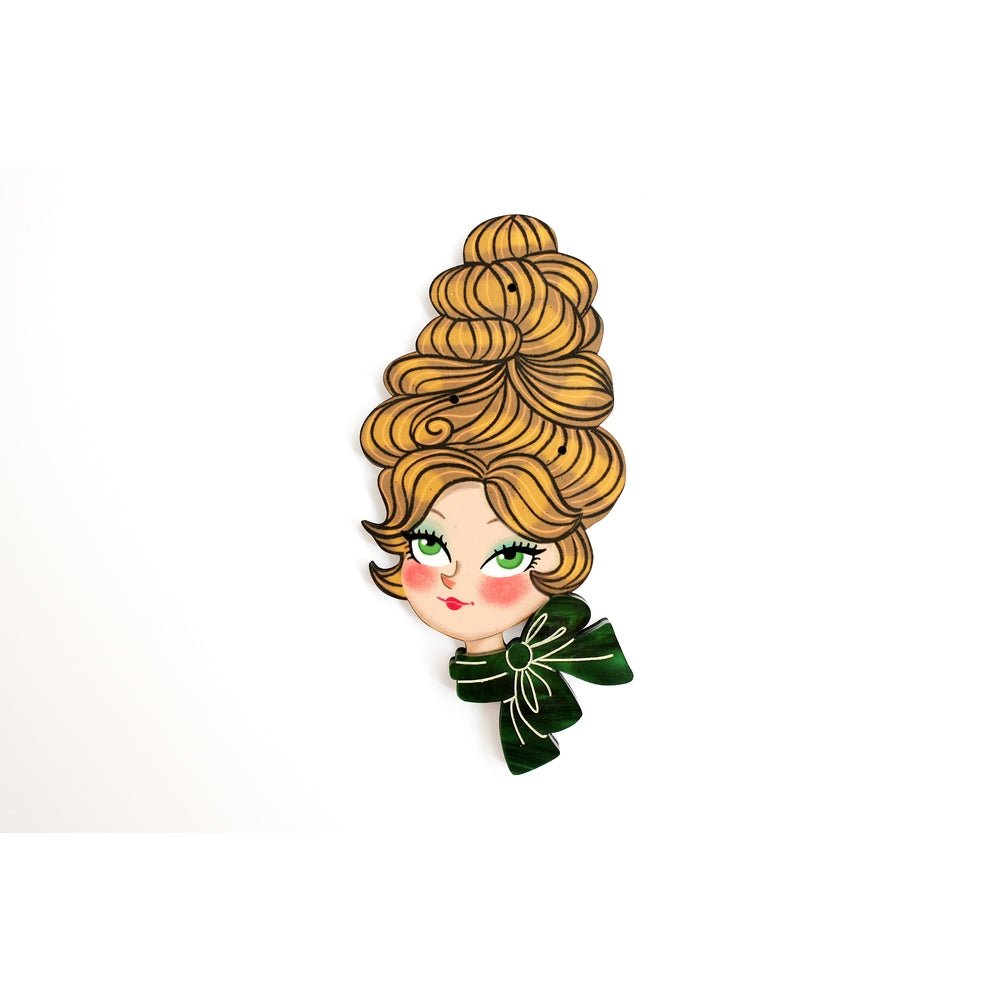 Christmas Blonde Hair Brooch with Earring Set by Laliblue – Retro Kitschy Statement Brooch for Collectors by Quirks! at Shirley Shoppe