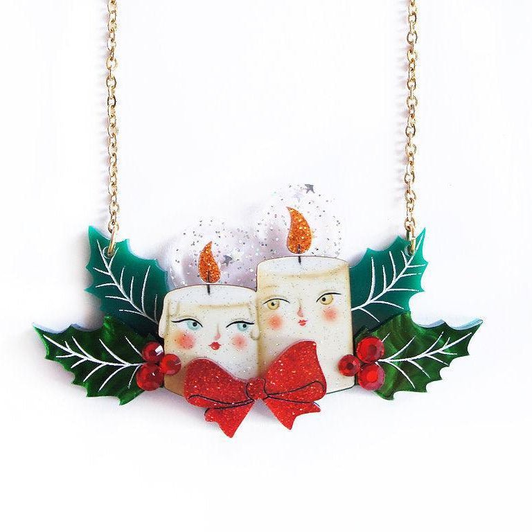Christmas Candles Statement Necklace by Laliblue by Quirks! at Shirley Shoppe