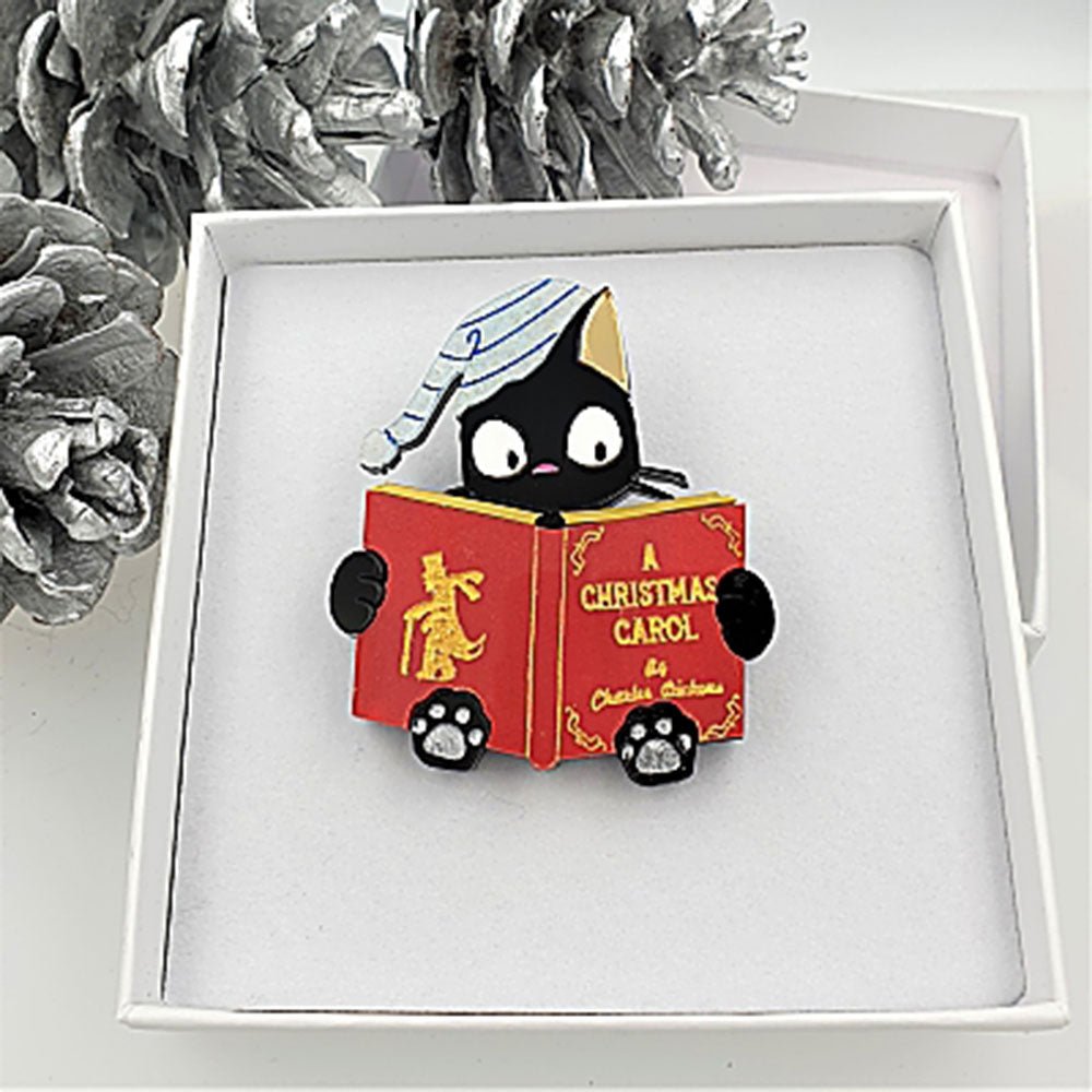 Christmas Carol Cat Brooch by Cherryloco by Quirks! at Shirley Shoppe