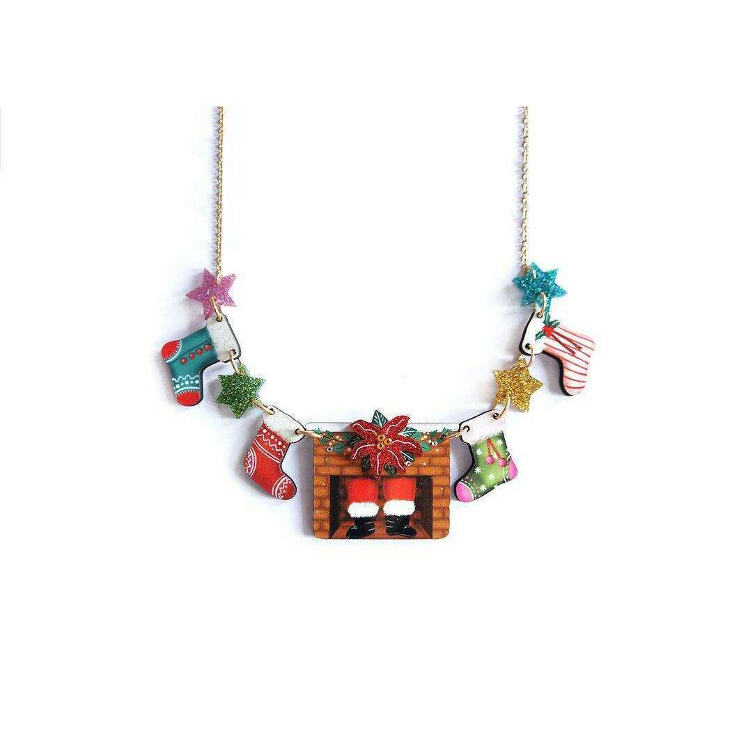 Christmas Chimney with Stockings Necklace by Laliblue