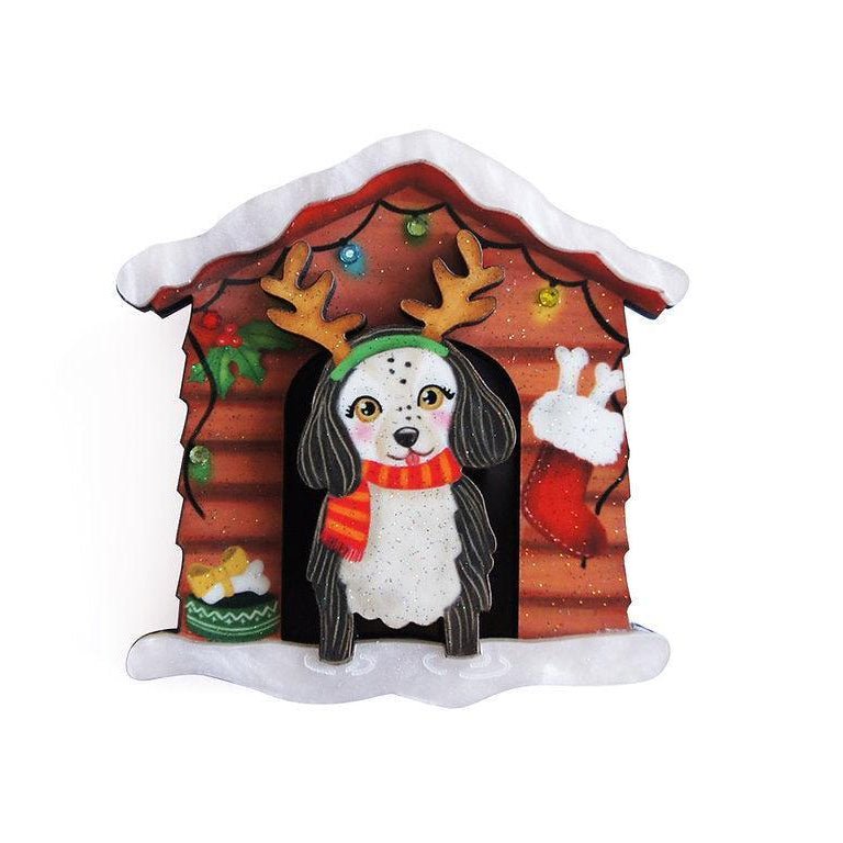 Christmas Dog House Brooch by Laliblue by Quirks! at Shirley Shoppe