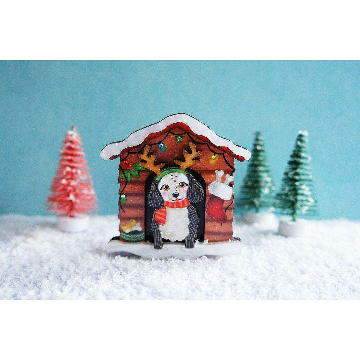 Christmas Dog House Brooch by Laliblue