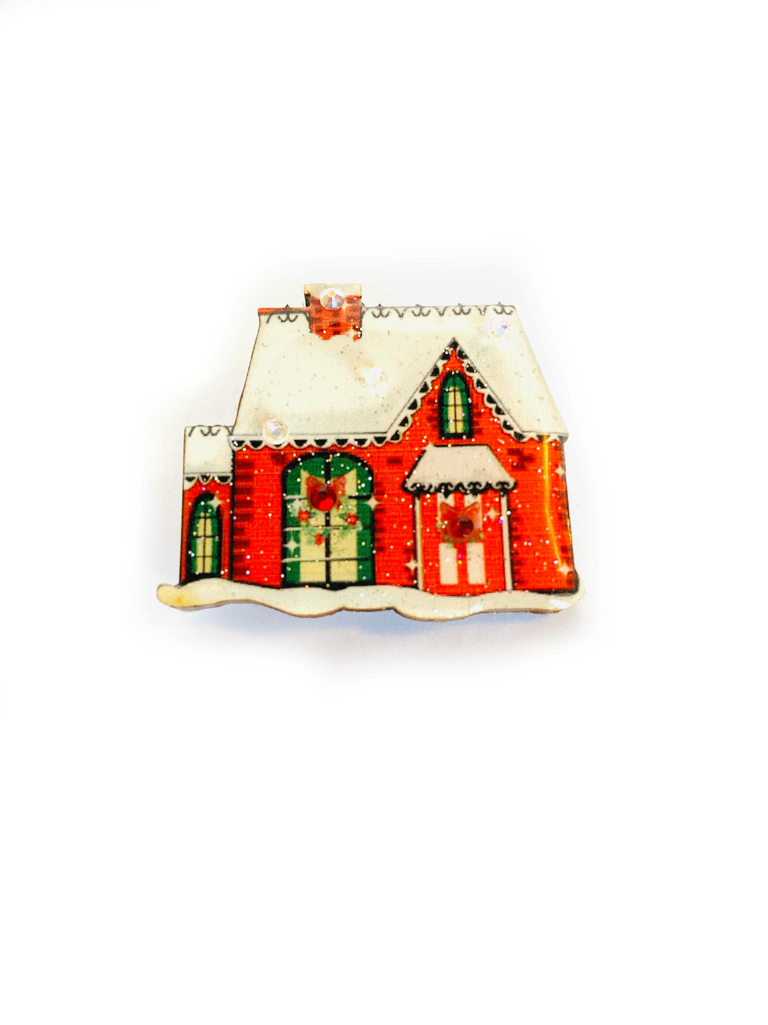Christmas House Brooch by Rosie Rose Parker by Quirks! at Shirley Shoppe