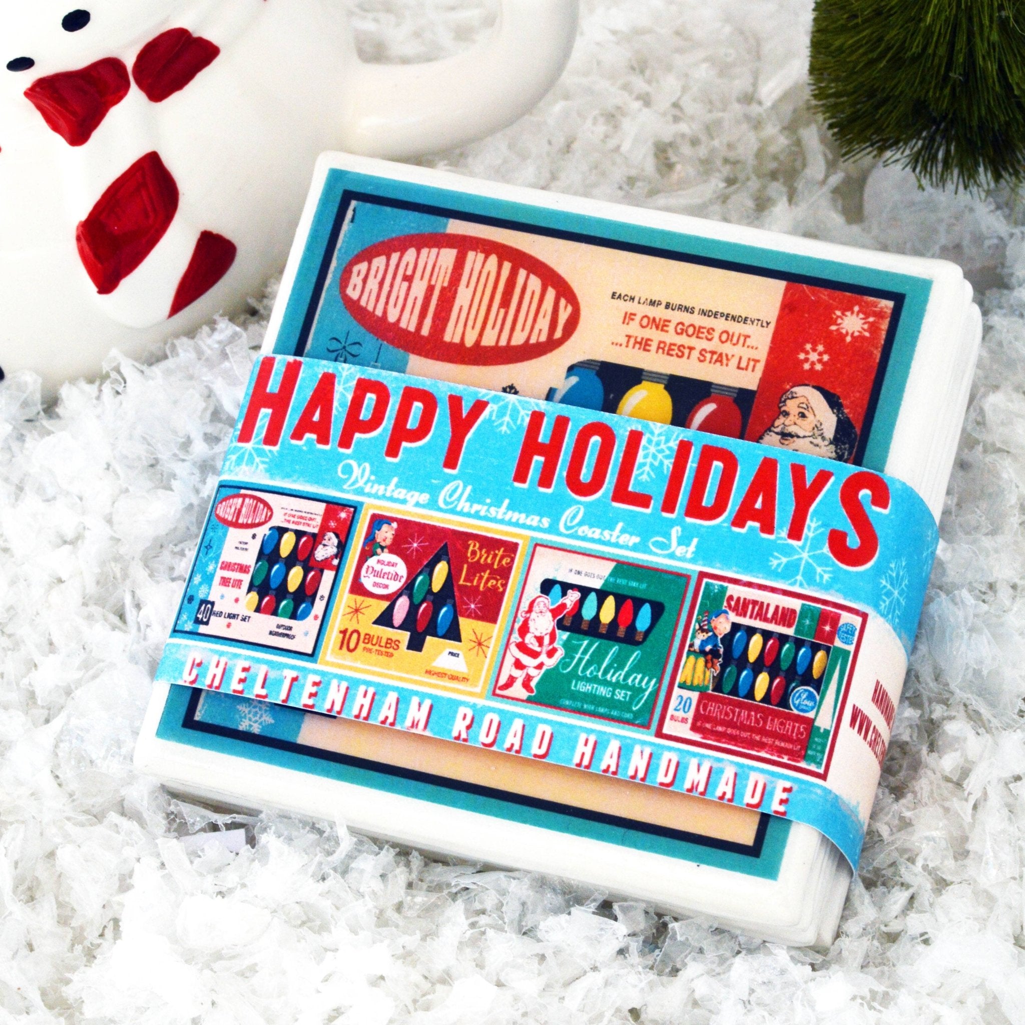 Christmas Lights Vintage Christmas Coaster Set by Quirks! at Shirley Shoppe