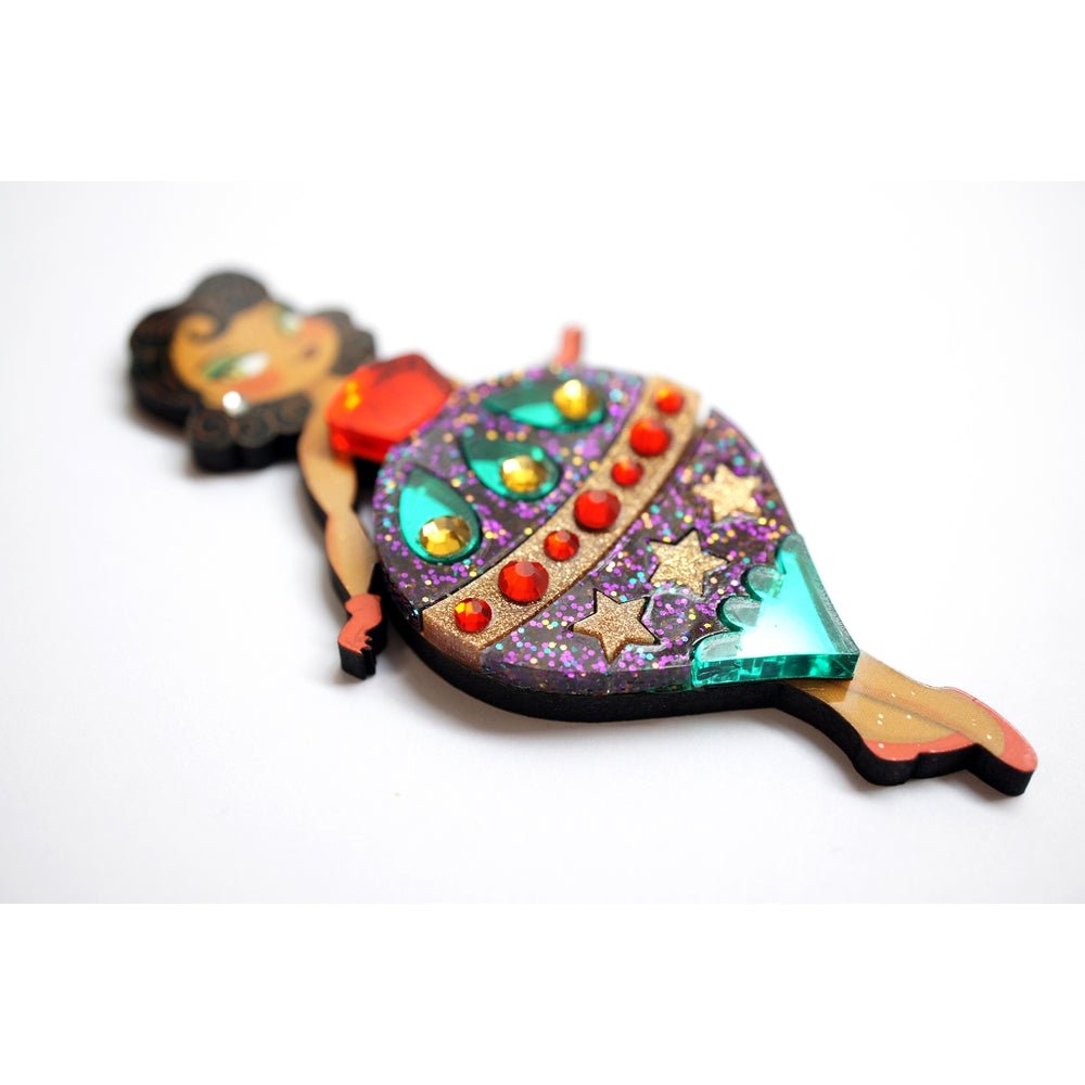 Christmas Ornament with Stars Brooch by Laliblue by Quirks! at Shirley Shoppe