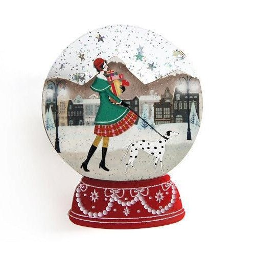 Christmas Shopping Snow Globe Brooch by Laliblue by Quirks! at Shirley Shoppe