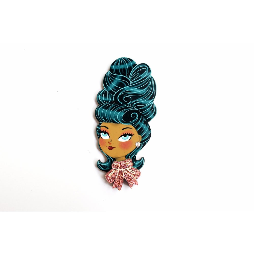 Christmas - Themed Brunette Hair Brooch with Earring Set by Laliblue – Retro Kitschy Statement Brooch for Collectors by Quirks! at Shirley Shoppe