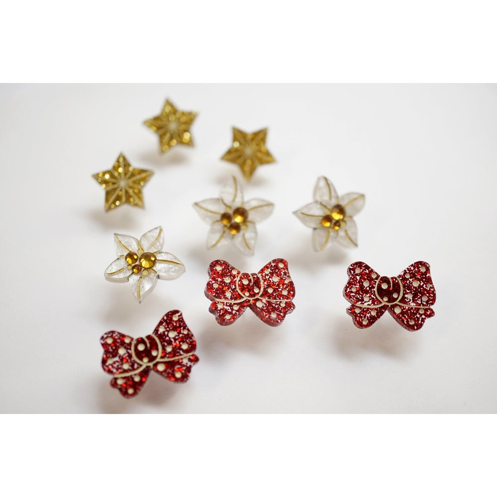 Christmas - Themed Brunette Hair Brooch with Earring Set by Laliblue – Retro Kitschy Statement Brooch for Collectors by Quirks! at Shirley Shoppe