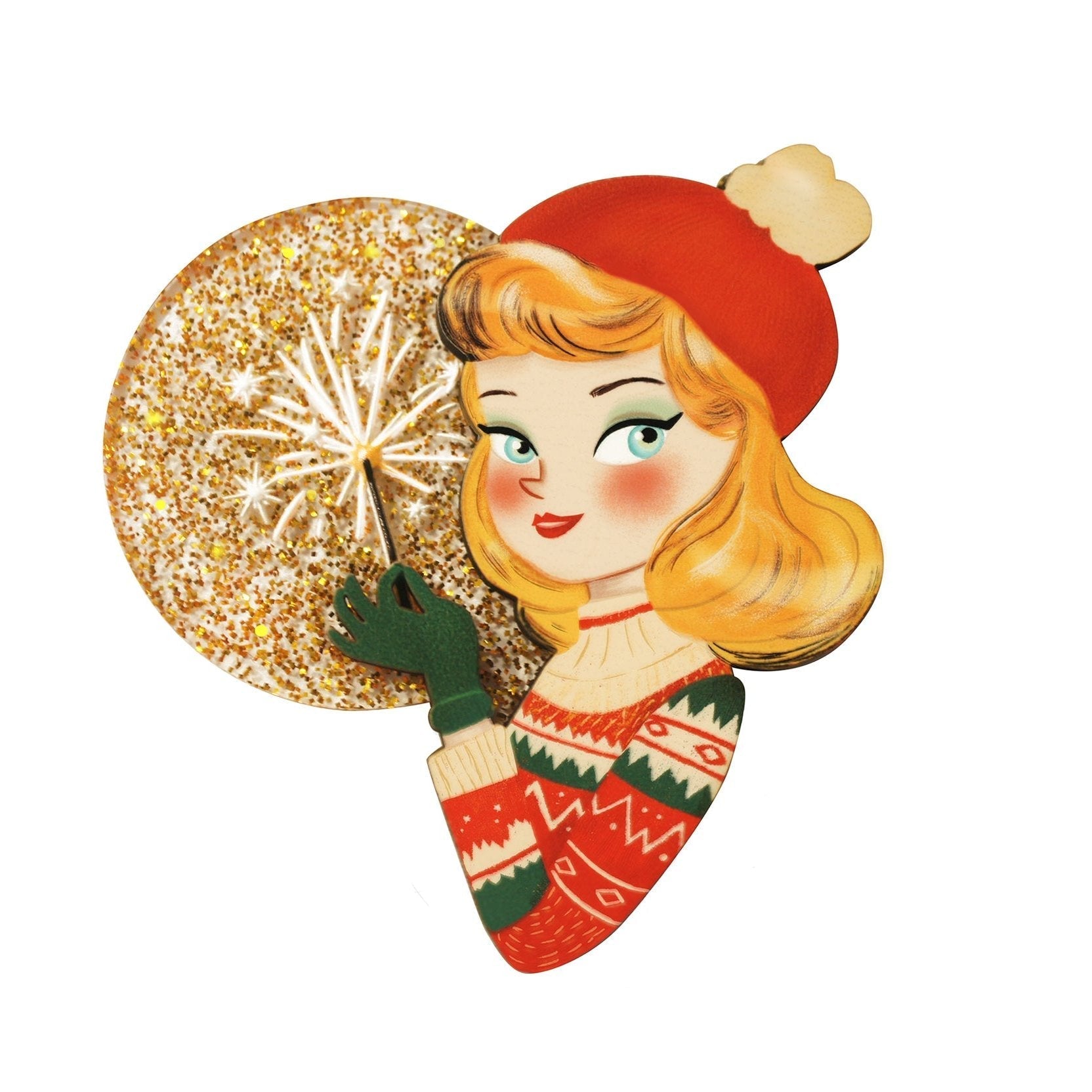 Christmas Wish Brooch by Laliblue – Retro Kitschy Statement Brooch for Collectors by Quirks! at Shirley Shoppe