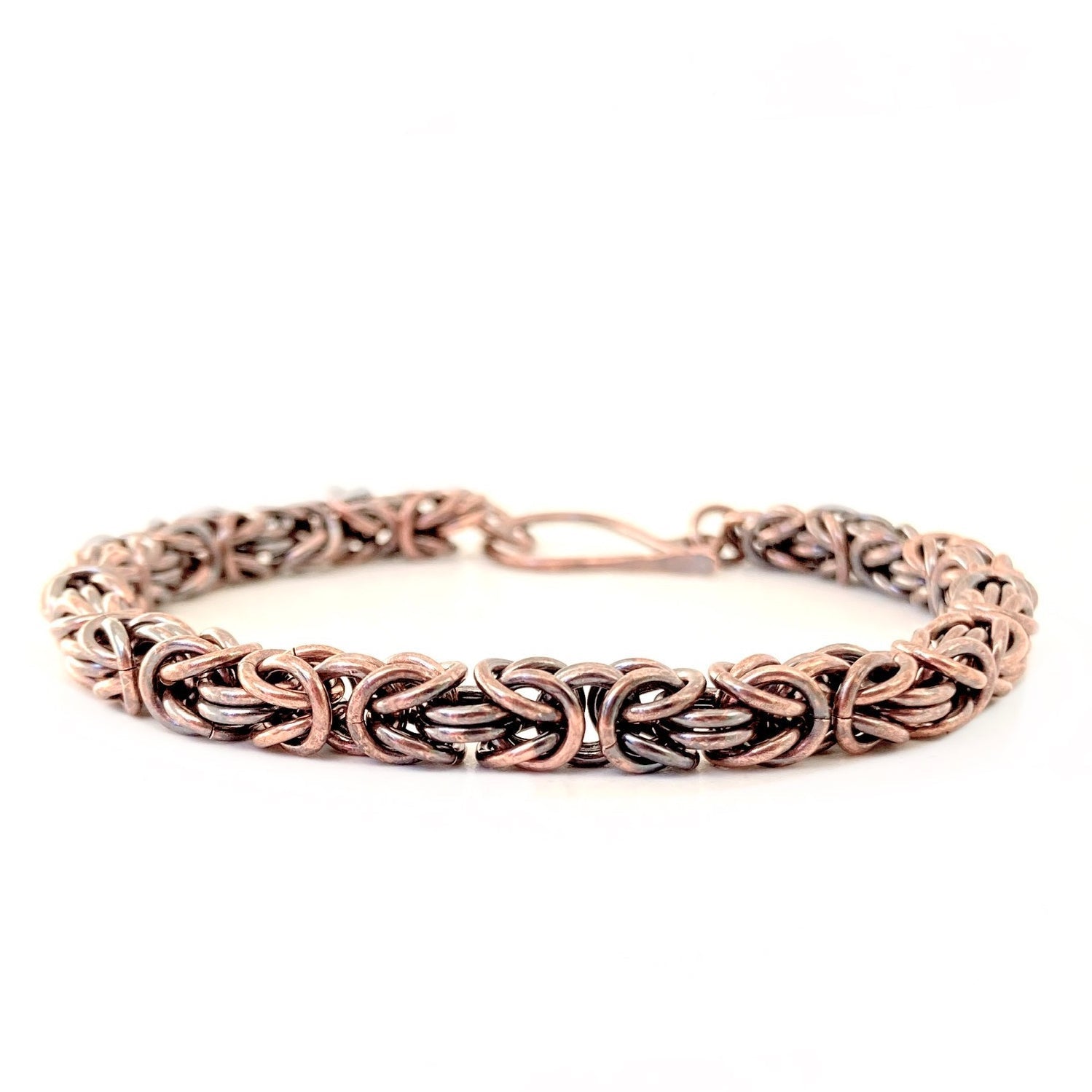 Chunky Byzantine Chainmaille Bracelet in Oxidized Copper by Alison Morse at Shirley Shoppe